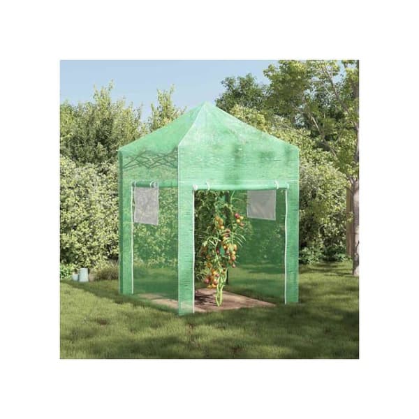 Fällbart växthus - vidaXL - Grön - 200x200x300 cm - Järnram - Polyetenöverdrag - Fällbar