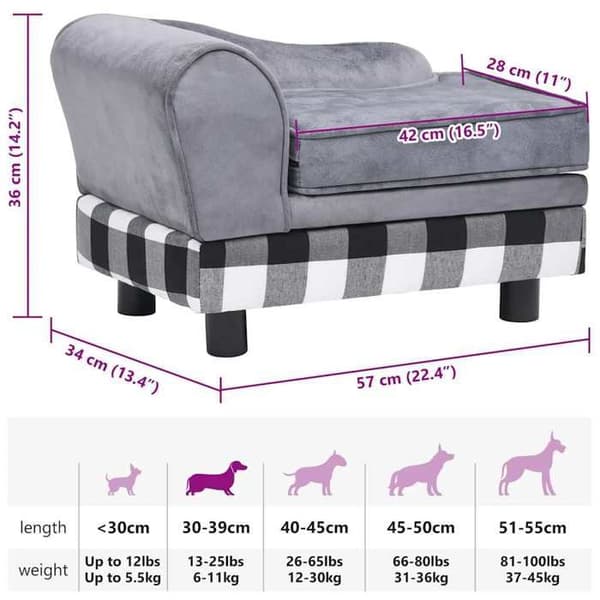 Hundsoffor - vidaXL - Grå - 57x34x36 cm - Plysch - Inomhus