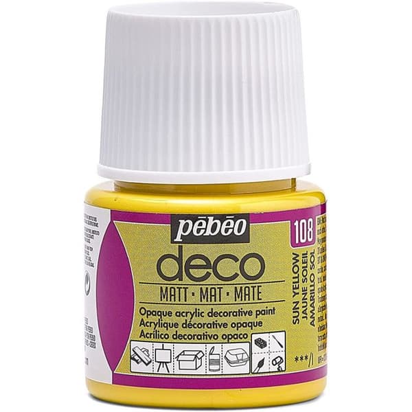 Akrylfärg - Pébéo - Déco - Soleil Yellow - 45 ml - Matt