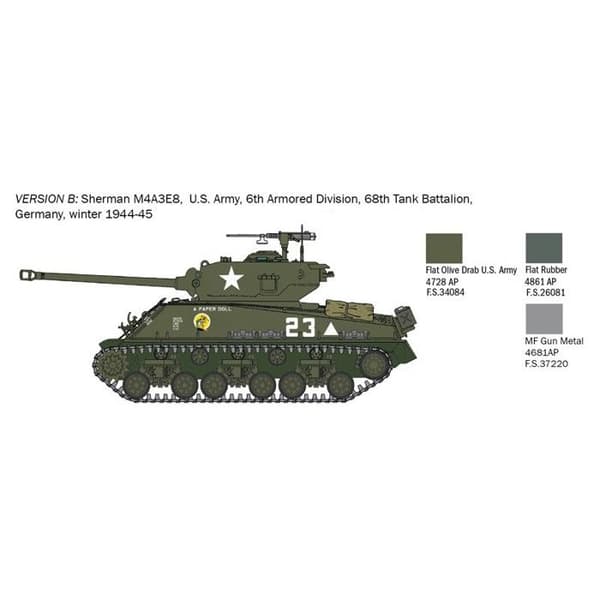 ITALERI : 1/56 ; M4A3E8 Sherman Fureur