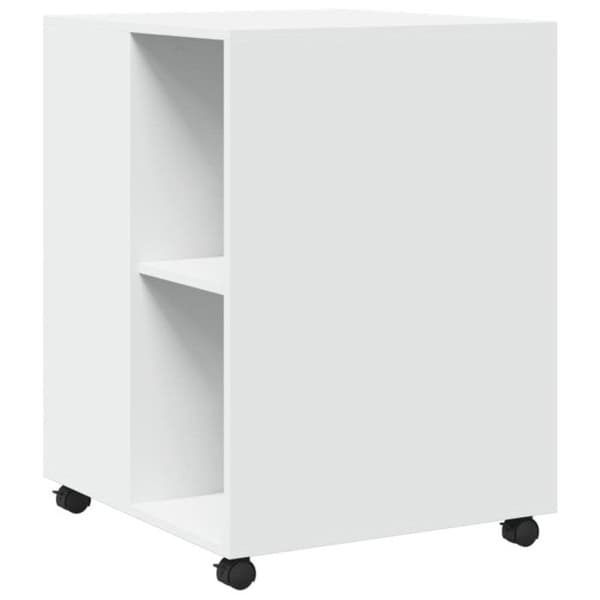 Sida bord - Vit - 55x60x78 cm - Ingenjörsträ - Svängbara hjul