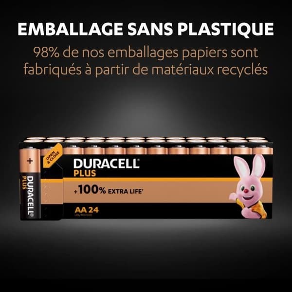 Duracell Plus AA alkaliska batterier, 1,5V LR6 MN1500, 24-pack