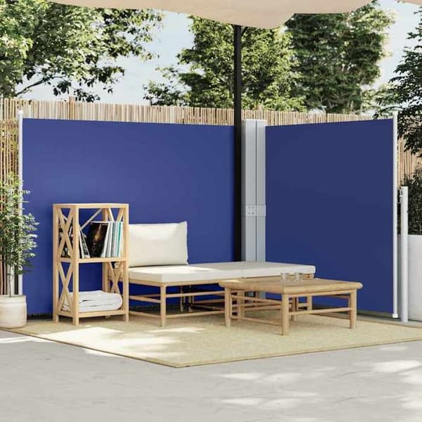 vidaXL Infällbar sidomarkis Blå 140 x 1000 cm
