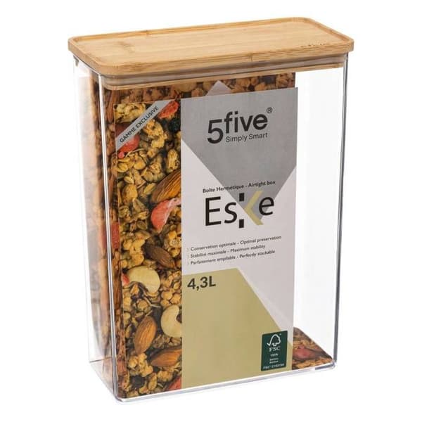 Rektangulär förvaringslåda med bambulock "Eske" 4,3L - 5 five simply smart