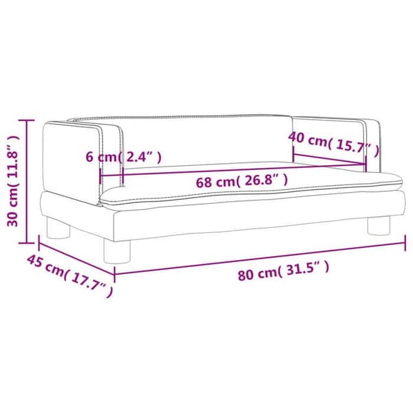 vidaXL Barnsoffa brun 80x45x30 cm sammet 3196310