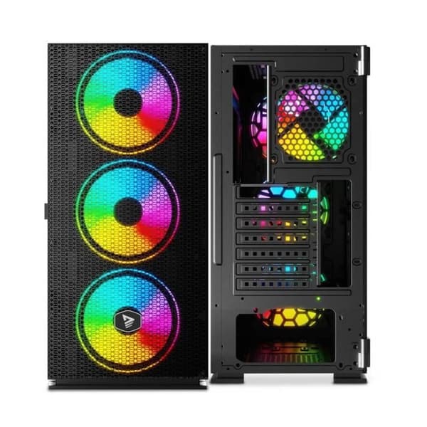PC-chassi SAVIO Raptor X1 ARGB ATX - 3 fläktar 120 mm, härdat glas, USB 3.0