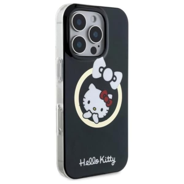 Telefonfodral - HELLO KITTY - iPhone 16 Pro Max - Svart - MagSafe - IML Rolig Båge