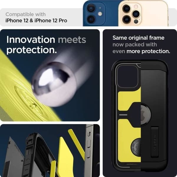 Fodral - Spigen - Tuff rustning - Stötsäker - Kompatibel iPhone 12/12 Pro - Svart
