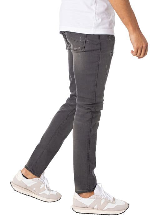 G STAR Revend Super Slim Jeans Slander Grey Superstretch Light Aged Destroy