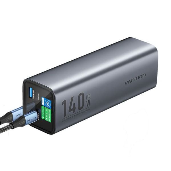 Vention 27000mAh Power Bank (USB-C USB-C USB-A USB-A) 140W Grå LED-display Typ