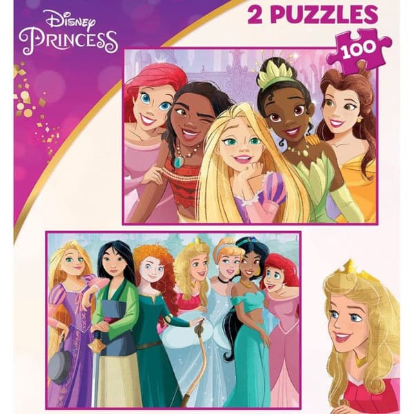 Pussel 2 x 100 bitar: Disney-prinsessor