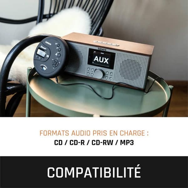 Lenco CD-300BK - Bärbar Bluetooth® CD/MP3-spelare med stötsäker skydd - Svart