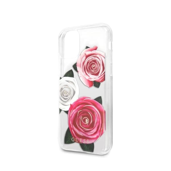 Guess transparent skal Flower Desire för iPhone 11 Pro, rosa
