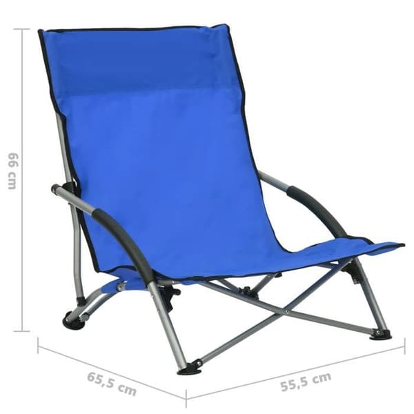 vidaXL hopfällbara strandstolar 2 st Blått tyg