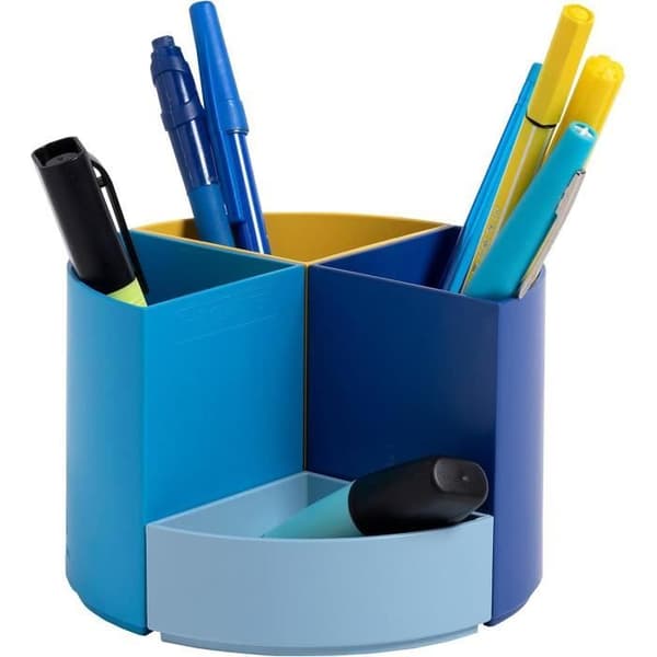 Set med 3 pennburkar THE QUARTER Bee Blue, assorterade