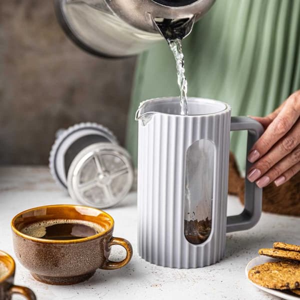 Fransk press - KLAUSBERG - KB-7747 - 600ml - Rostfritt stål - Grå