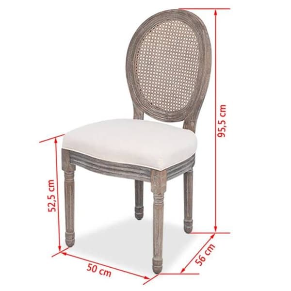 Matstolar - vidaXL - Kräm - Linnetyg - Set med 2 - Modern stil