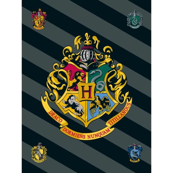 Harry Potter - Fleecefilt "4 hus" - 100 x 150 cm