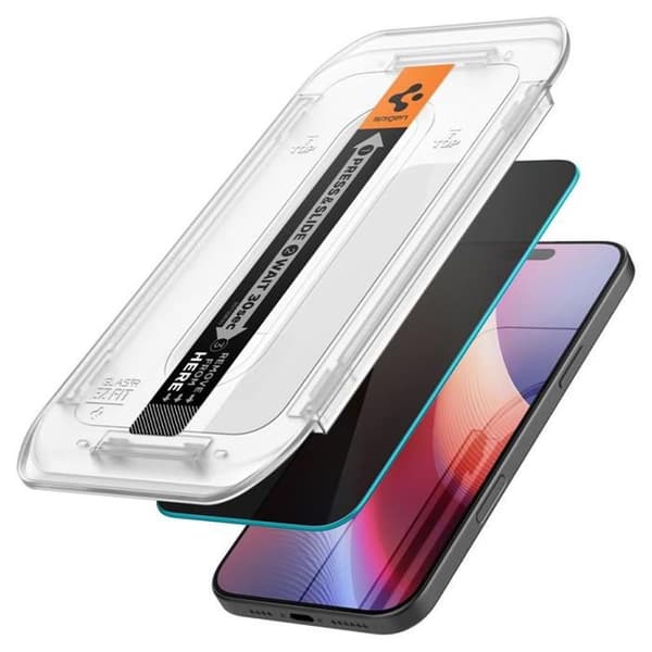 Härdat glas - SPIGEN - GLAS.TR EZ FIT - 2-pack - iPhone 16 Pro Max - Sekretessskydd