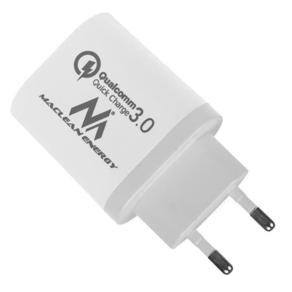 USB-väggladdare - Maclean - MCE479 - QC 3.0 - 3 USB-portar - Vit
