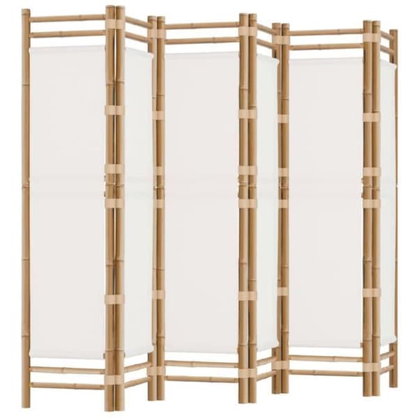 vidaXL Vikbar rumsavdelare 6 paneler 240 cm bambu och duk 350626