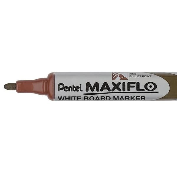 Whiteboard marker - PENTEL - MAXIFLO - Conical tip 4,0 mm - Brown ink - Push button re-inking