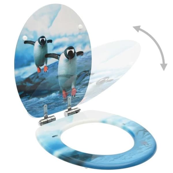 vidaXL Toalettsits med Soft-Close Lock MDF Penguin