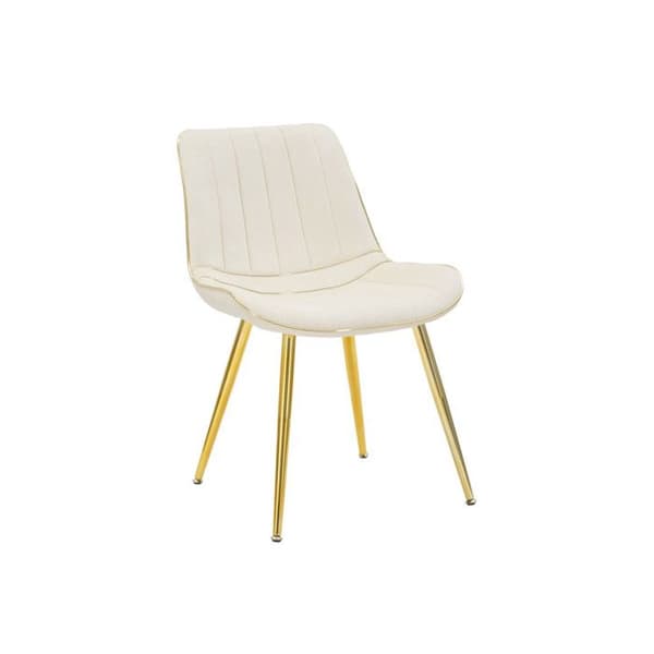 Set med 2 Stolar i Tyg "Paris" 79cm Kräm & Guld