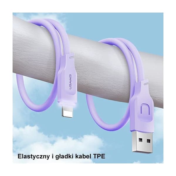 USAMS Lightning-kabel 1,2 m Snabbladdning Lila
