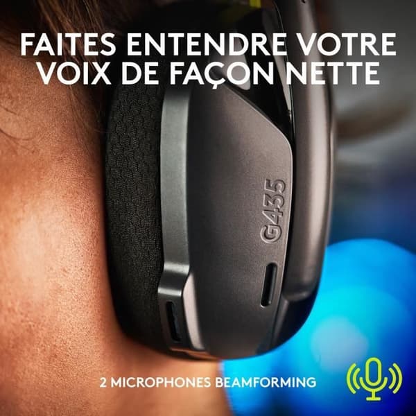 Gaming headset - Trådlös - Logitech G - G435 Lightspeed - Svart