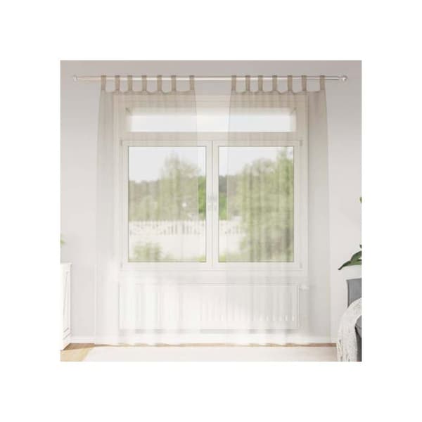 Gardiner i voile - vidaXL - Sandfärg - Polyester - 225x140 cm - Set om 2 - Utvändig montering