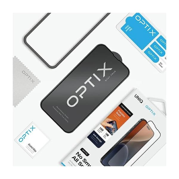 Härdat glas för iPhone 15 Pro Max UNIQ Optix Matte med applicerare