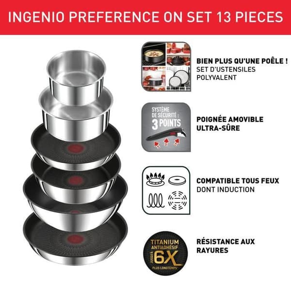 TEFAL Ingenio Preference 13-delars Kokkärlsset L9749432
