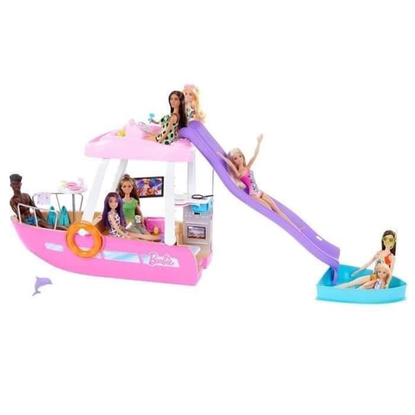 Barbie®-Drömbåt-Båt, pool, rutschkana, tillbehörsset HJV37