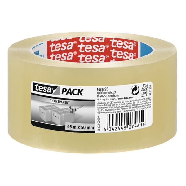 Förpackningstejp - Tesa - Standard - 50 mm x 66 m - Polypropen - Transparent
