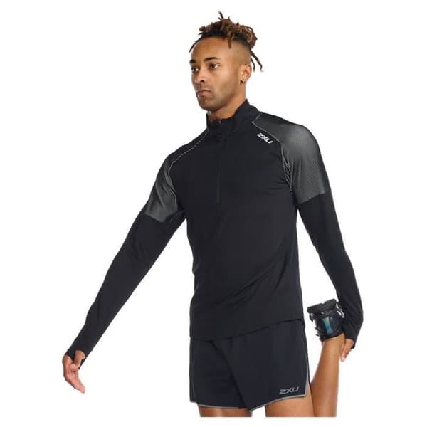 T-shirt 2XU Herr Light Speed 1-2 Zip - Svart - Löpning - Andningsbar