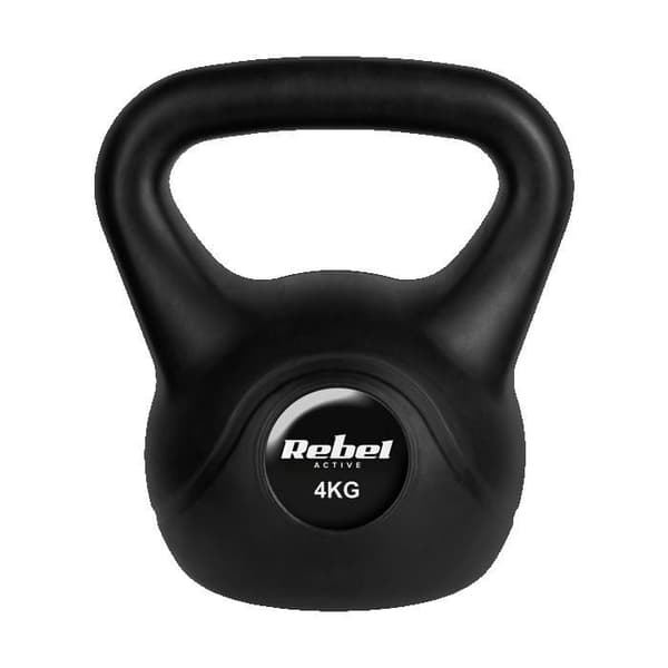 Kettlebell - REBEL - 4 kg - Viktskula - Svart - För magövningar