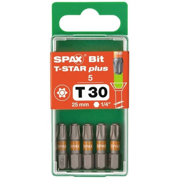 Torx-bitar - Spax - T30 - 25 mm - Förpackning med 5 stycken - Stål