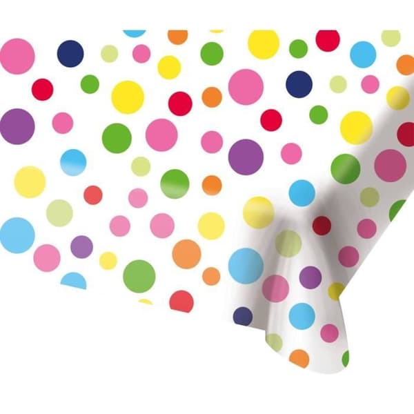 Bordsduk - Folat - Rainbow Dots - 130 x 180 cm - Vit - Syntet - Rektangulär