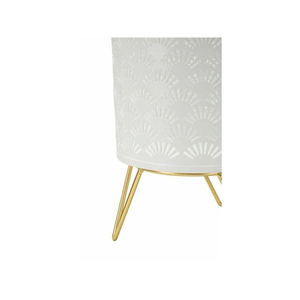 Set med 2 Design Blomkrukor "Carly" 20cm Vit & Guld