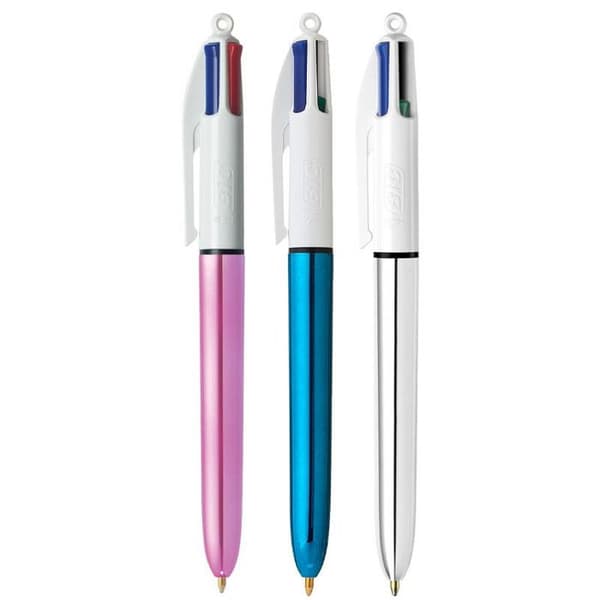 Kulspetspennor - BIC - Shine - Metall - 4 färger - Medium spets 1,0 mm