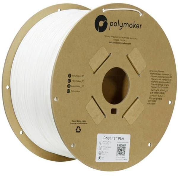Polymaker PA02036 Filament PLA hög styvhet, hög draghållfasthet 1.75 mm 3000 g vit PolyLite™ 1 st