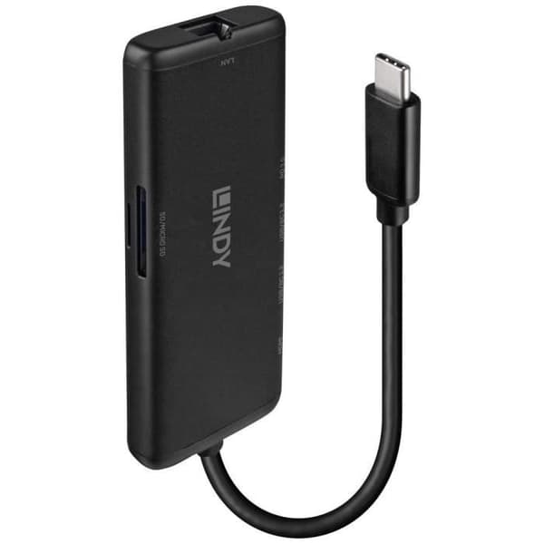 Mini USB-C-dockningsstation - LINDY - Svart - Pass-through-laddning - 4K