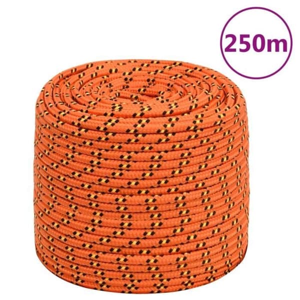 152668 vidaXL Båt Snöre Orange 10 mm 250 m Polypropen