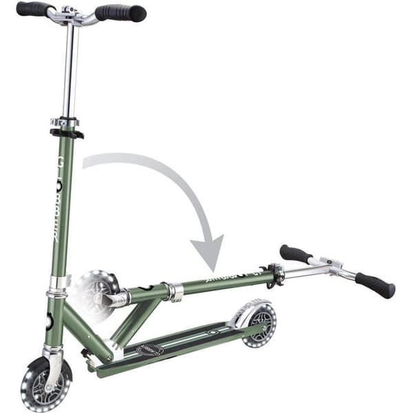 Tvåhjulig sparkcykel - GLOBBER - FLOW ELEMENT LIGHTS - Krom / Oliv