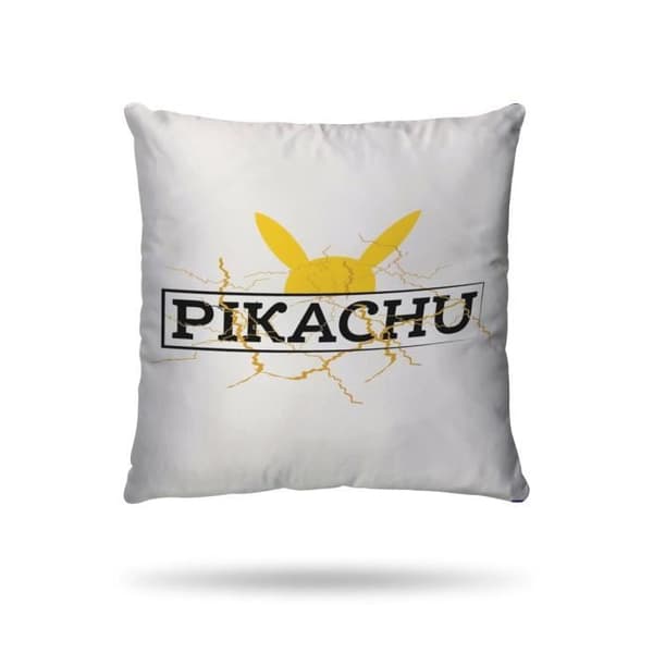 PIKACHU - Pikachu Husstäck med hög spänning 140x200 cm + Pikachu Kuddöverdrag 63x63 cm - Vit - 100% Bomull