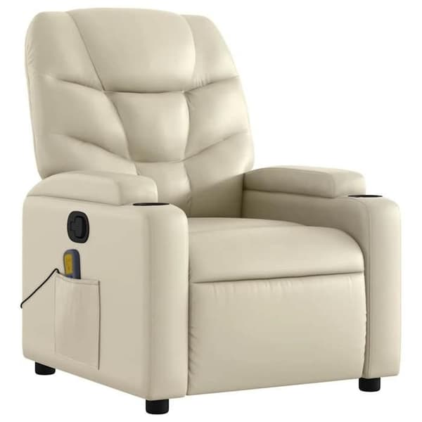 vidaXL Massagefåtölj Cream Läder 372473