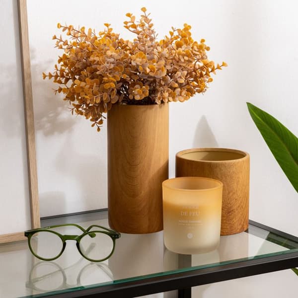 Cylindervas "Sao" keramik brun H20cm - Atmosphera Inredningsdesigner
