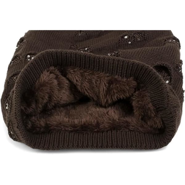Bonnet beanie - styleBREAKER - Mörkbrun - Fleecefoder - Distressed utseende - One size