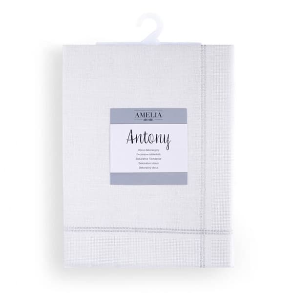 Rektangulär duk Antony 130x160 cm vit slät klassiskt mönster - polyester fläckavvisande OEKO-TEX